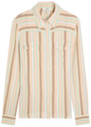 Chloé Striped-jacquard Cotton Shirt - White - 40 (UK12 / M)