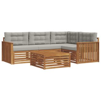 vidaXL Conjunto De Sof&aacute;s De Exterior 5 Pcs Gris Natural Y Claro Vidaxl