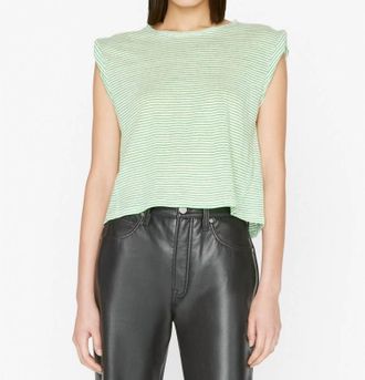 Frame Denim Rolled Muscle Tee In Bright Peridot Multi