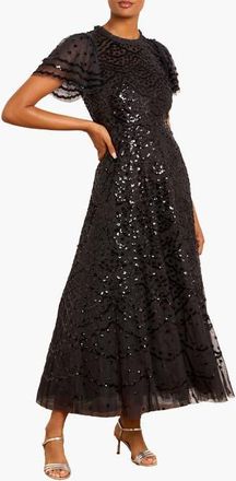 Needle & Thread Deco Dot Ankle Gown in Graphite at Nordstrom, Size 12