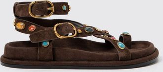 Twinset Sandalo in camoscio con pietre cabochon
