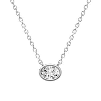 Diamond2Deal 14K White Gold 0.25 Ct Lab Grown Oval Shape Diamond Solitaire Pendant Necklace