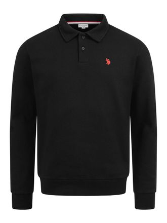 U.S.Polo Association USEthaan heren sweatpolo met lange mouwen - knoopsluiting & geborduurd logo