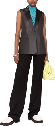 Ferragamo Tailored Leather Blazer In Brown