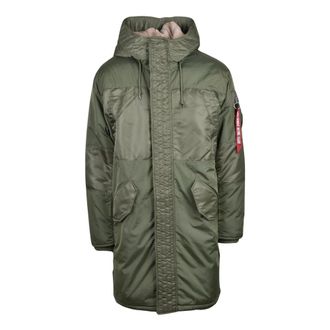 Alpha Industries Jassen, Heren, Groen, L, Leer, Lange jas