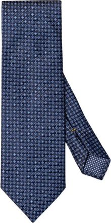 Eton Zijden Bloemen Geweven Stropdas Marineblauw - Heren - Stropdassen - Blauw - ONE Size - Leer - Accessoires