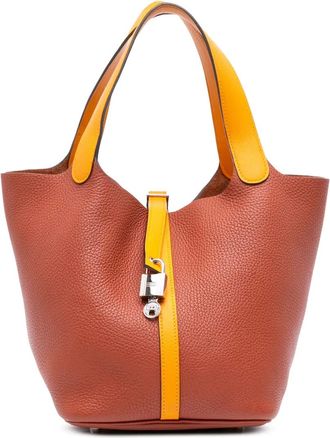 Herm&egrave;s Borsa a mano Picotin Lock 22 in pelle Clemence bicolore 2017 - Giallo