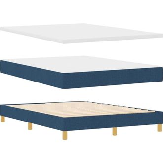 vidaXL Box Spring Bed with Mattress Blue 140 x 190 cm Fabric vidaXL
