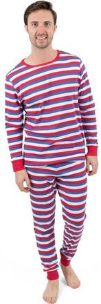 Leveret Mens 2-pc. Cotton Long Sleeve Shirt and Pants Print Pajamas in Red/white & Blue Stripes at Nordstrom, Size Xx-Large