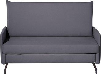 Beliani Sof&aacute; Cama Tapizado En Tela Gris 2 Plazas Sala De Estar Moderna Belfast