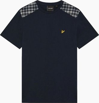 Lyle & Scott Mens Lyle & Scott Check Panelled T-Shirt Dark Navy - Black - Size: 36