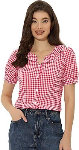 Chemise Randonnée Femme Crivit – Carreaux Rose/Blanc/Noir, Taille 16, Manches Courtes
