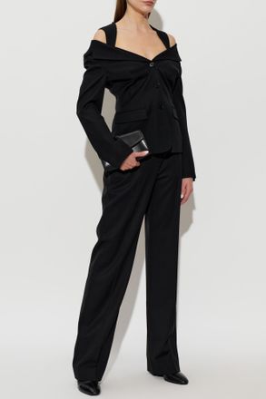 Alexander McQueen Wool Pleated Trousers, Womens, Black