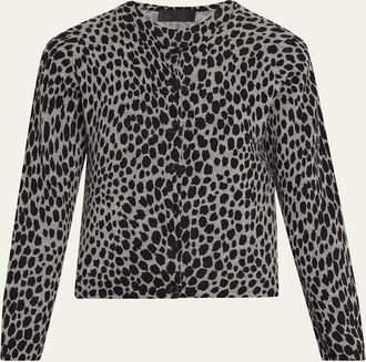 Nili Lotan Keelah Cashmere Leopard-Spot Cardigan