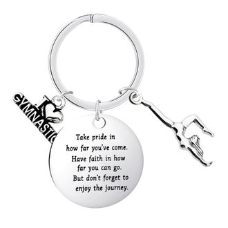 Generic Gymnastics Keychain for Girls, Gymnast Keyring - Stainless Steel Bag Pendant,Car Key Pendant, Sports Charm Keyring for Women Backpack, b, riferimento 