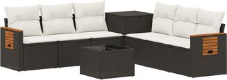 vidaXL Juego De Sof&aacute; 8 Uds. Negro Y Blanco Crema Vidaxl