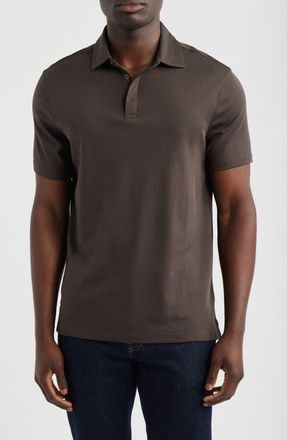 Robert Barakett Georgia Solid Pima Cotton Polo in Espresso at Nordstrom, Size Xx-Large