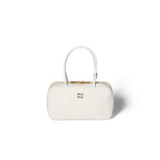 Miu Miu Beau Ayers Leather Bag, Woman, White