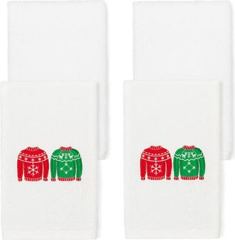 Linum Home Textiles Christmas Sweaters Hand Towel Set (Set Of 4)