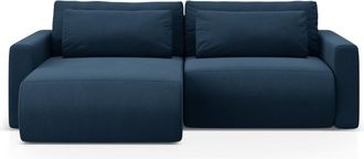 Cosmopolitan Design Sof&aacute; cama esquinero reversible con ba&uacute;l 3 plazas terciopelo azul regio