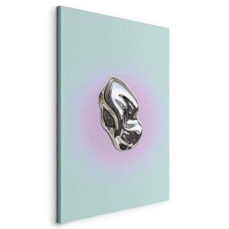OEM Imagen - Forma Met&aacute;lica - Una Escultura Abstracta Sobre Un Fondo Menta Con Un Halo P&uacute;rpura