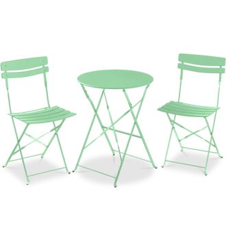 Best Choice Products 3-Piece Small Bistro Set, Folding Patio Furniture Set of 2 Chairs and Table
