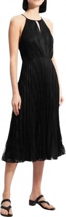 Theory Pleated Lace Halter Midi Dress In Black