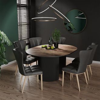 Vicco Tavolo Da Pranzo Allungabile Calero, Rovere Rustico/nero, 120-200 X 60 Cm Allungabile, Vicco