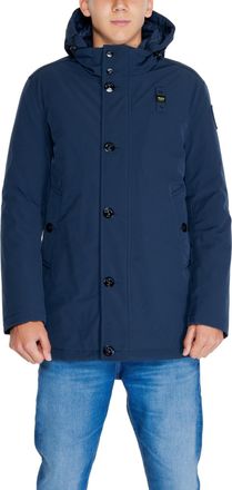 Blauer Blue Plain Hooded Jacket with Button Fastening