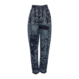 Dolce & Gabbana Loose Fit Jeans, female, Blue, 2XS, Graphic Print High Waist Denim Jeans