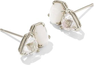 Kendra Scott Tatum Stud Womens Earrings Earring Silver Neutral Mix, Brass
