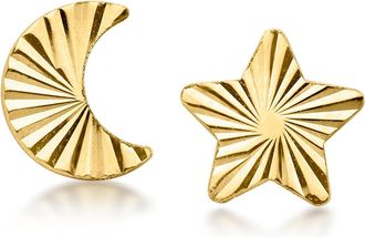 Ross-Simons Italian 10kt Yellow Gold Star and Moon Mismatched Earrings