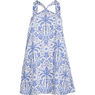 Sugarlips Ronan Floral Amory Halter Minidress in White Blue Multi at Nordstrom, Size 2X