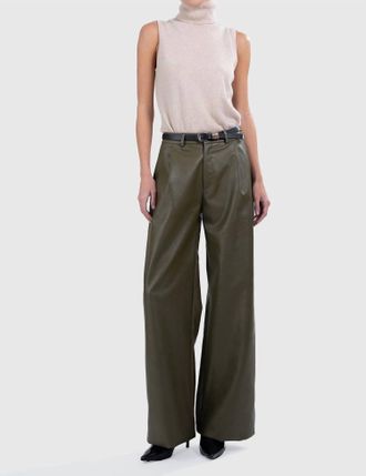 Parentezi Milo Faux Leather Pant In Olive