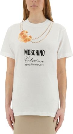 Moschino Logo-Print Cotton T-Shirt - White