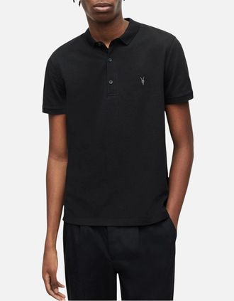 AllSaints Allsaints Mens All Saints Reform Mens Polo Shirt Summer Cotton Top - Black - Size: 38