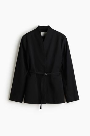 H&M Belted Blazer in Black at Nordstrom, Size Xx-Large