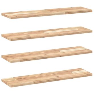 Berkfield Home Floating Shelves 4 pcs 80x20x2 cm Untreated Solid Wood Acacia in Brown | Size: 80 x 20 x 2 cm