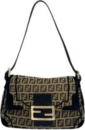 Fendi Borsa a spalla Zucchino in tela e pelle Pre-owned - - Pre-owned - Donna - Marrone - ONE SIZE