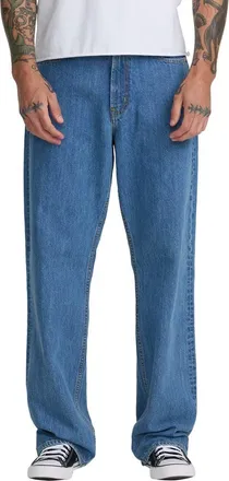 Rvca Americana Dayshift Relaxed Straight Fit Jeans in Blue Collar at Nordstrom, Size 34