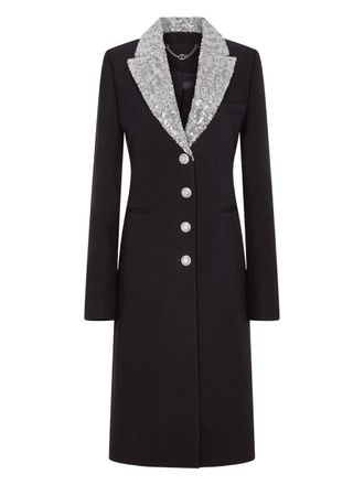 Paco Rabanne Wollen jas met pailletten - Zwart