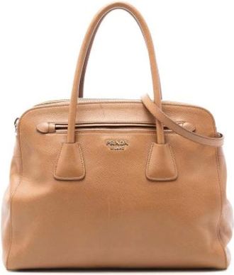 Prada Pre-owned Handbags, female, Brown, Size: ONE SIZE Pre-owned Leather Handbag