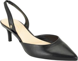 Tommy Hilfiger Tanna Slingback Pointed Toe Kitten Heel Pump in Black at Nordstrom, Size 6.5