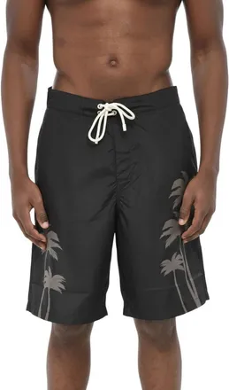 Palm Angels Black Printed Swim Shorts