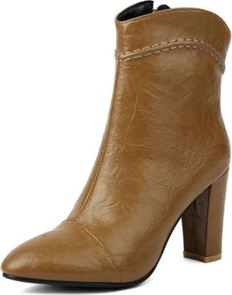 Generic Womens Chunky Heel Western Cowboy Boots Comfortable Retro Mid-calf Boots for Everyday Wear,Brown,6.5 UK