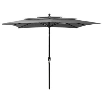 Berkfield Home 3-Tier Parasol with Aluminium Pole Anthracite 2.5x2.5 m in Black