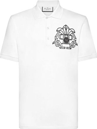 Philipp Plein Polo Shirt Skull & Bones - Heren - Polos - Wit - 3XL - Katoen - Tops