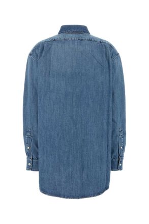 Miu Miu Womens Denim Oversize Shirt Celeste Co-Trochusniloticus Camicie