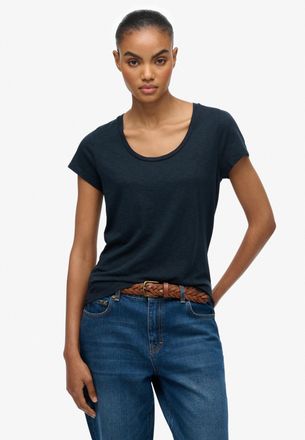 Superdry T-Shirt SUPERDRY STUDIOS SCOOP NECK TEE, Damen, Gr. XXL, eclipse navy, Single Jersey, Obermaterial: 60% Baumwolle, 40% Lyocell, unifarben, regular fit