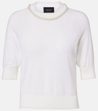 Simone Rocha Embellished wool and silk top